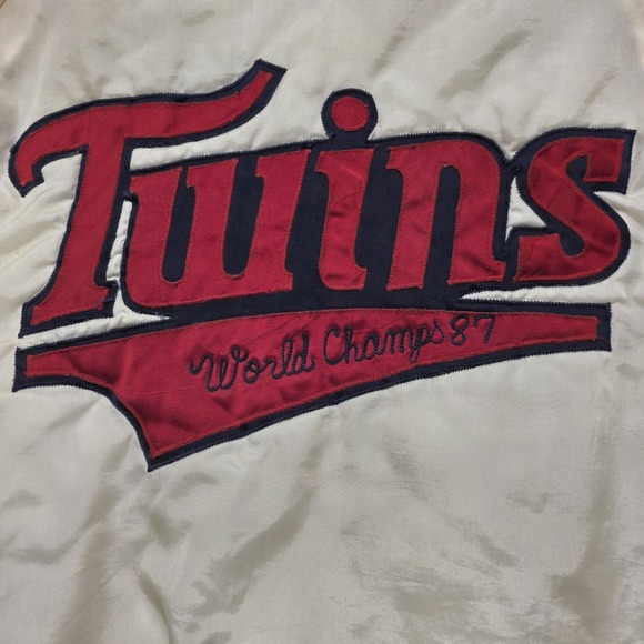Vintage 1987 Minnesota Twins World Series Champs Jacket Men's M White Satin J&L - Picture 12 of 15